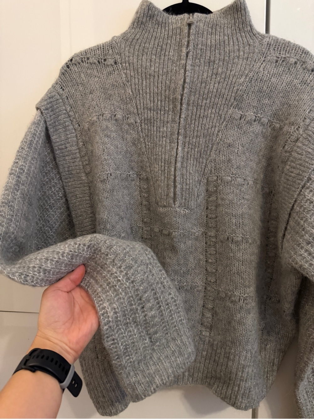 AllSaints Light Gray Half-Zip Knit Pullover - Picture 5 of 5
